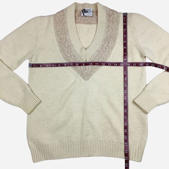 Neil Norman Collection Ivory Yellow Cream V-Neck Sweater Women's  M - L Wool - Picture 6 of 10